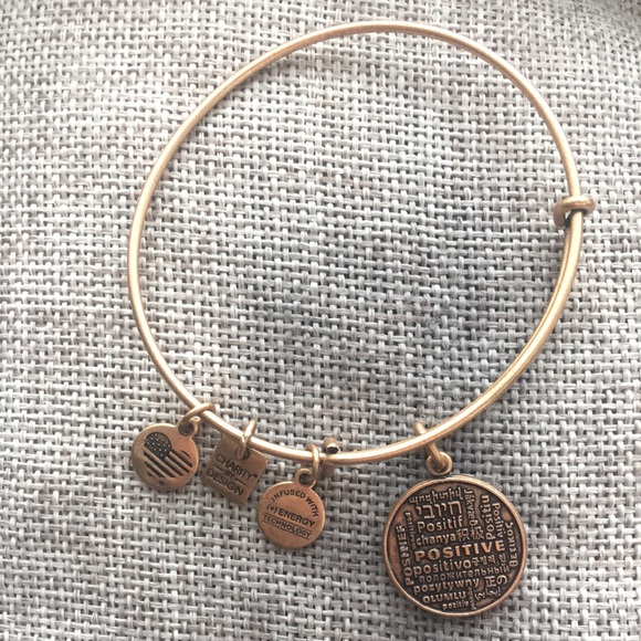 Alex and Ani Positivity Positive How I Live Adjustable Charm Bracelet USA 2015 - Picture 3 of 3
